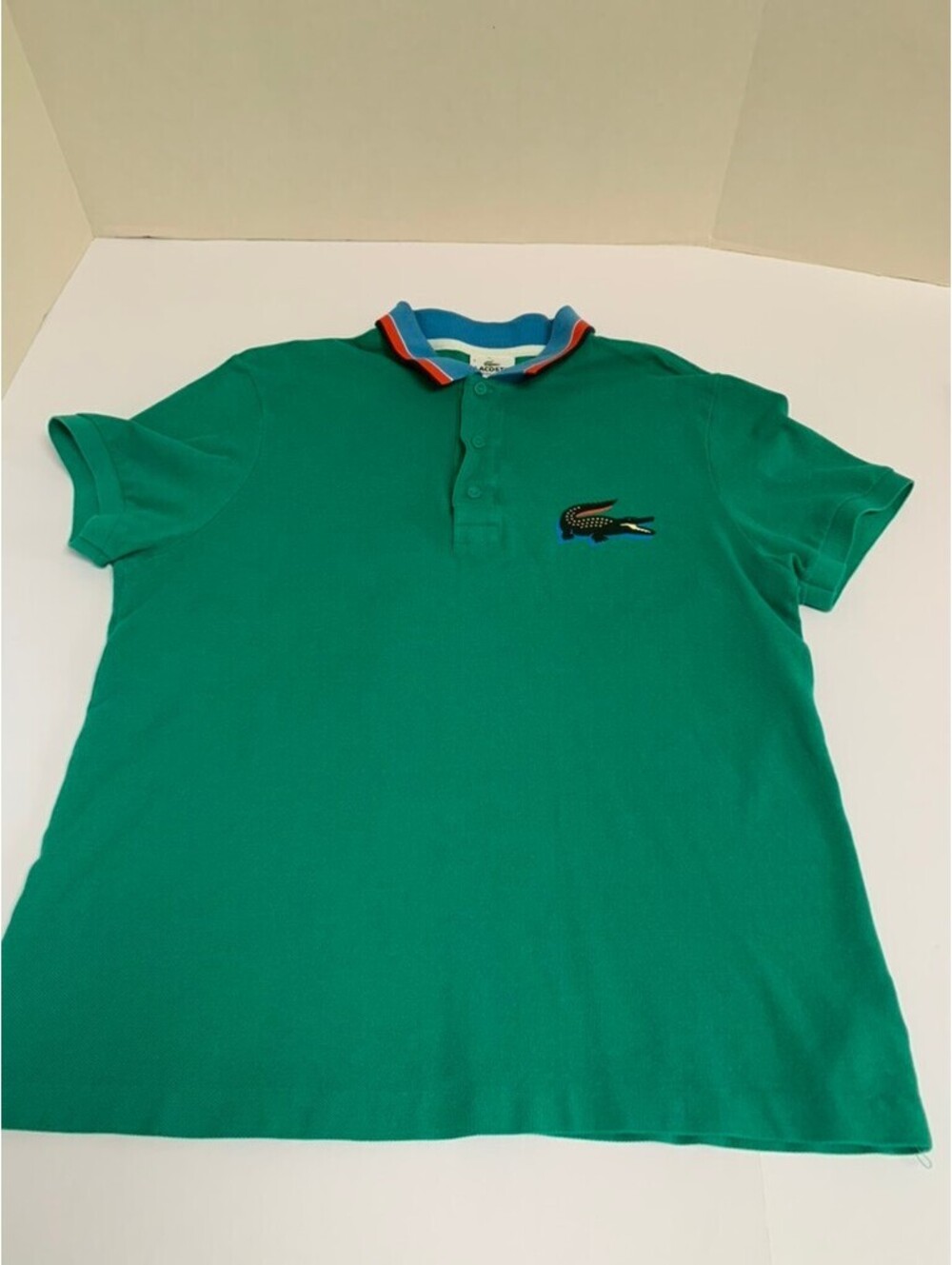 Lacoste Mens's Size 5 Large Green Polo Shirt Multicolor Crocodile Logo
